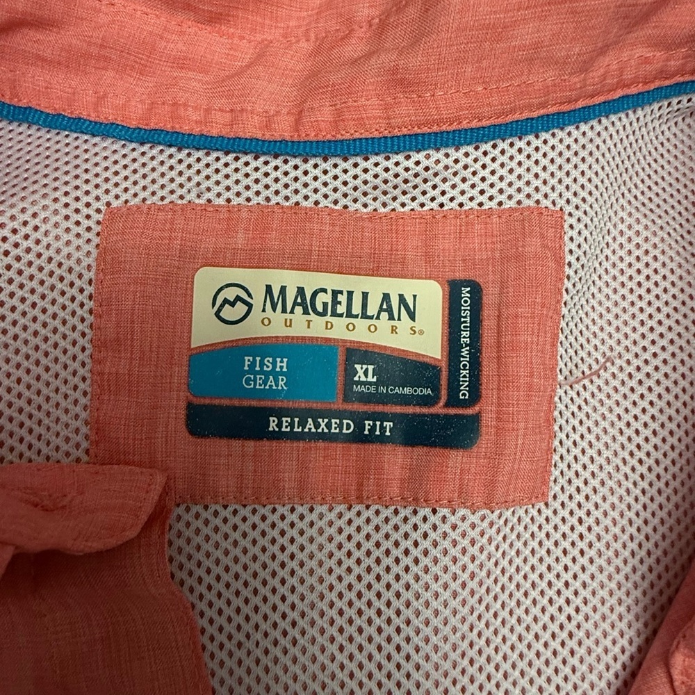 Magellan Fish Gear Button Down Shirt XL Coral Short Sleeve Fishing Outdoor Light - Picture 4 of 11